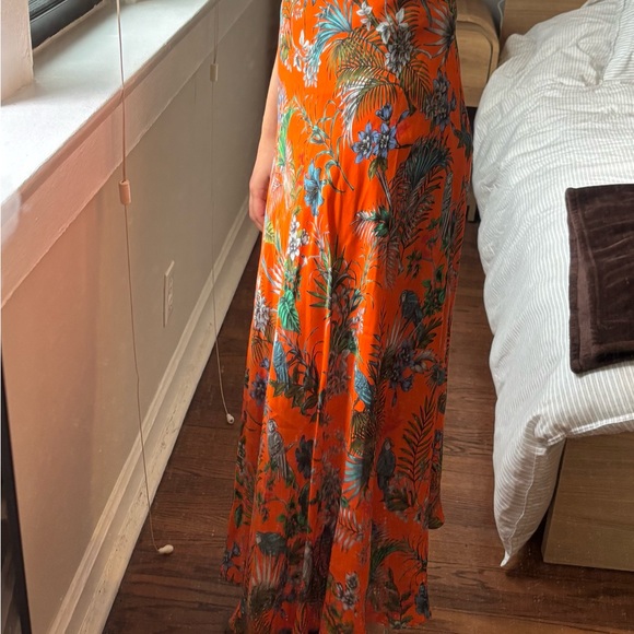 L’AGENCE Orange Floral Midi Skirt - Picture 6 of 7